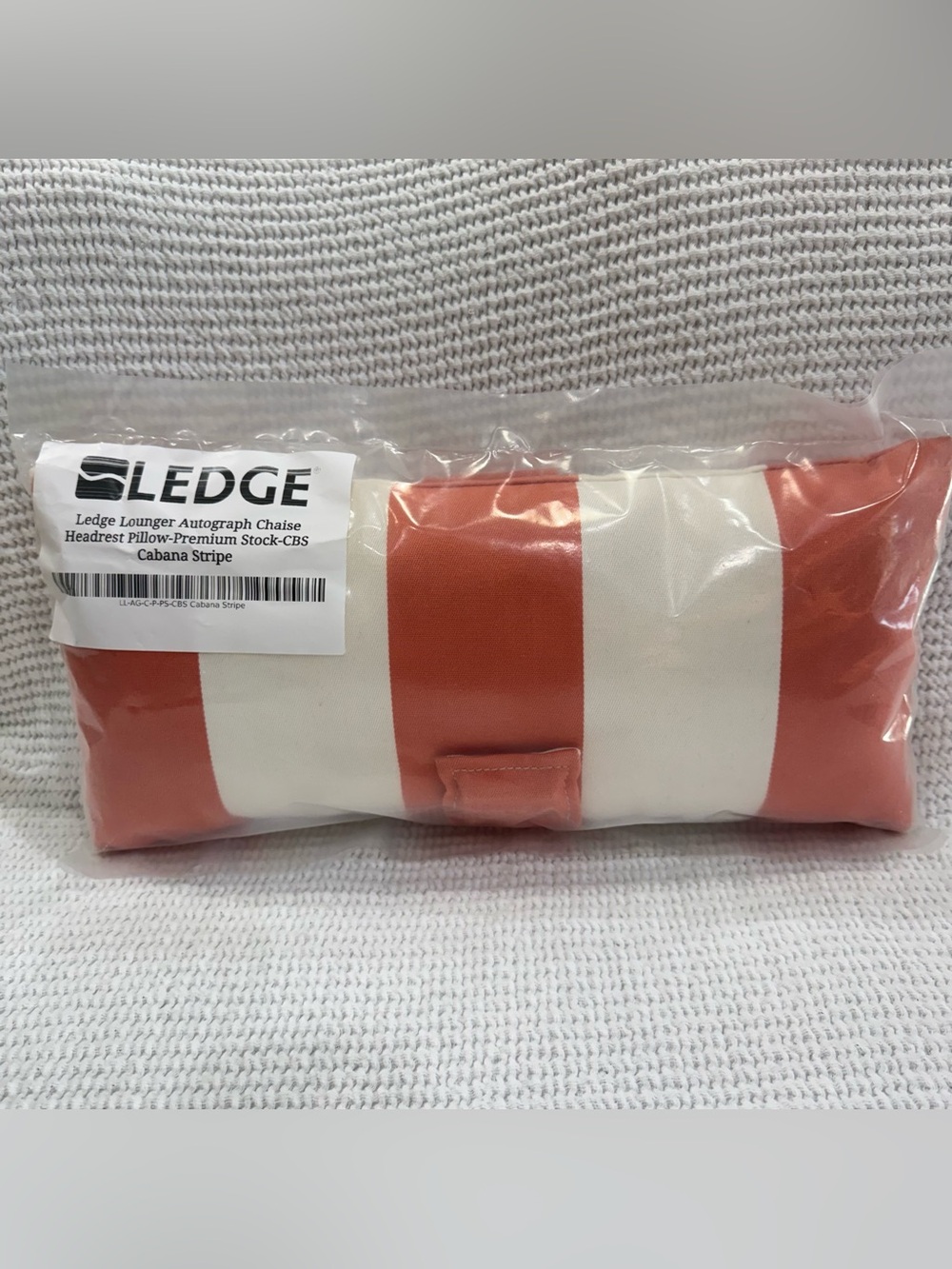 Ledge Lounger Coral and White Striped AUTOGRAPH Chaise Headrest Pillow. New.